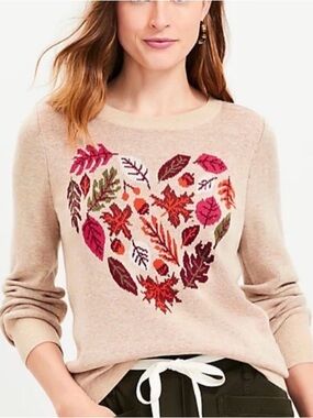 Loft Women’s Fall Heart Leaf Sweater